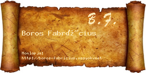 Boros Fabrícius névjegykártya